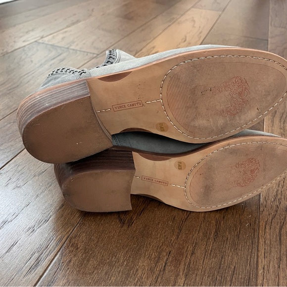 Vince Camuto Gray Suede Ankle Booties with Stud Accents - Picture 9 of 10